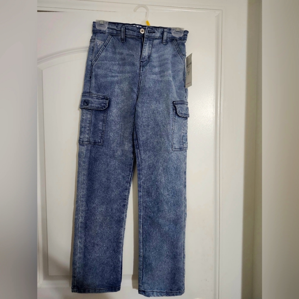 Girls Blue Relaxed Fit Jeans with Cargo Style
